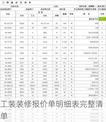 工装装修报价单明细表完整清单