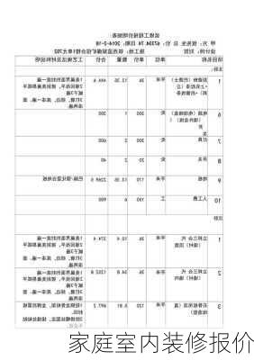 家庭室内装修报价