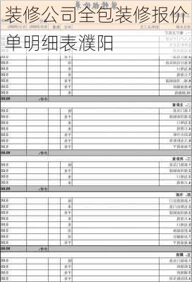 装修公司全包装修报价单明细表濮阳