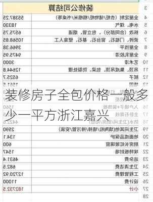 装修房子全包价格一般多少一平方浙江嘉兴